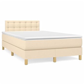 Cama boxspring com colchão vidaXL | 120x190 cm | tecido cor creme - 1