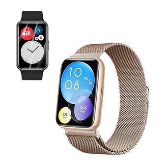 Kit Bracelete Milanese com Fecho Magnético + Pelicula de Hydrogel Gift4Me para Huawei Watch Fit SE | Rosa ouro - 1