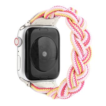 Bracelete de Nylon HSMY Extensível Trançado para Apple Watch Series 6/ SE/ 5/ 4 | 40 mm - Rosa&Vermelho&Amarelo - 1