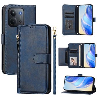 Capa FOXDOCK para Xiaomi Redmi 15C | Pele PU com Fecho | Porta-Cartões | Alça de Mão | Azul - 1