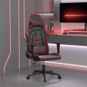 Cadeira de gaming de massagens vidaXL | couro artificial preto/vermelho tinto - 1