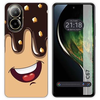 Capa de silicone TUMUNDOSMARTPHONE para Realme C67 4G | desenhos Sorvete de Chocolate - 1