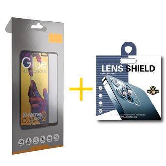 Pack Película de Vidro Temperado Full + Película de Câmara Traseira skyhe de Vidro Temperado para Apple iPhone 16 Moldura em Preto - 1