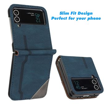 Capa FOXDOCK para Samsung Galaxy Z Flip 4 | Fecho Magnético | Pele TPU Macia | 3 Compartimentos para Cartões | Função de Suporte | Roxo - 1