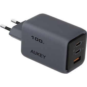 Carregador de Dispositivos Móveis AUKEY PA-C5 wall charger 100W gray | Cinzento - 1