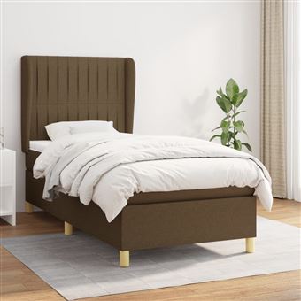 Cama com molas e colchão vidaXL | 80x200 cm | tecido castanho-escuro - 1
