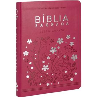 Bíblia Sagrada Letra Grande Couro Sintético Pink - 1
