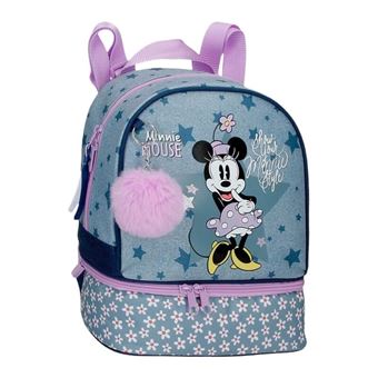Mochila Pequena com Porta Merendas Minnie Style | Azul Ganga - 1