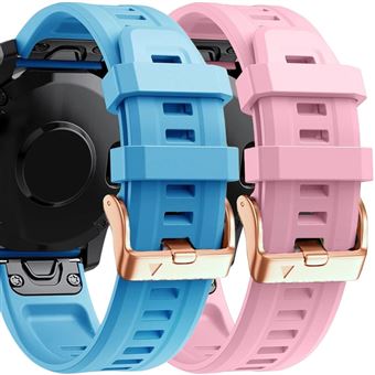 Pack 2 x Braceletes de Silicone com Fecho de Metal Antiimpacto para Garmin Descent Mk2S - Azul e Rosa - 1