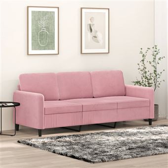 Sofá de 3 lugares vidaXL | 180 cm | veludo rosa - 1