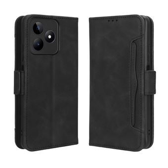 Capa FOXDOCK Protetora para Realme Note 50 4G | Suporte e Flip de couro PU | À Prova de Choque | Preto - 1