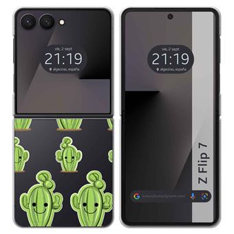 Capa Tumundosmartphone de Silicone Transparente para Samsung Galaxy Z Flip 7 5G com Estampa de Cacto - 1