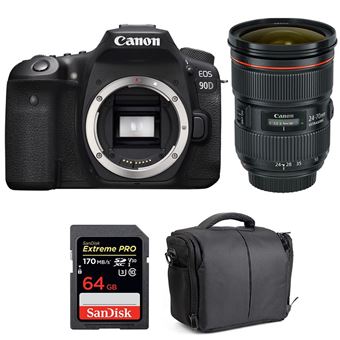 Máquina Fotográfica Canon EOS 90D + EF 24-70mm f/2.8L II USM + SanDisk 64GB Extreme PRO UHS-I SDXC 170 MB/s + Bolsa + PDF 15 técnicas para melhorar as suas fotografias - 1