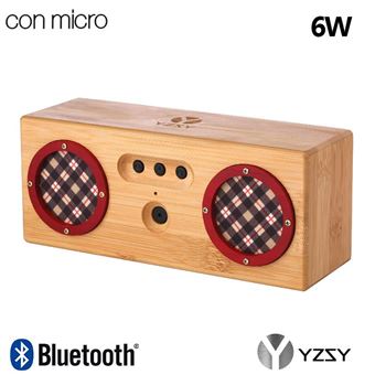Coluna Deluxe YZSY Bluetooth Tambor Natural Bamboo Rosso