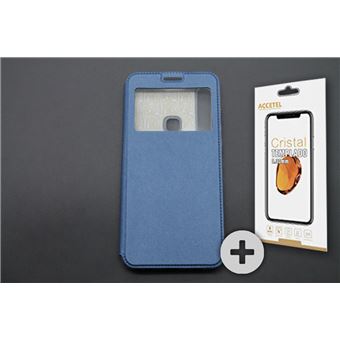 Conjunto com Película de Vidro Temperado e Capa Skyhe para Samsung Galaxy A9 2018 Flip Cover Gandy Azul - 1
