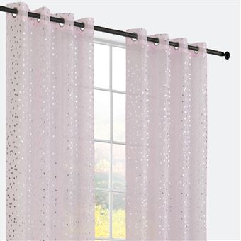Cortinas BOD HOME Dolly com Estrelas Prateadas | Rosa | 140x260cm - 1