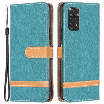 Capa PU textura de calças de ganga com apoio, verde Magunivers para Xiaomi Redmi Note 11 4G (Qualcomm) - 1