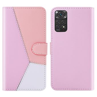 Capa PU emenda a três cores com apoio, roxo/rosa/branco Magunivers para Xiaomi Redmi Note 11S 4G/Redmi Note 11 4G (Qualcomm) - 1