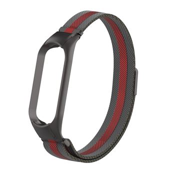Bracelete de Aço Inoxidável HSMY Durável para Xiaomi Mi Band 4/ 3 - Preto&Vermelho - 1