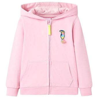 Sweatshirt para criança vidaXL | com capuz e fecho rosa-brilhante 104 | 3 a 4 anos - 1