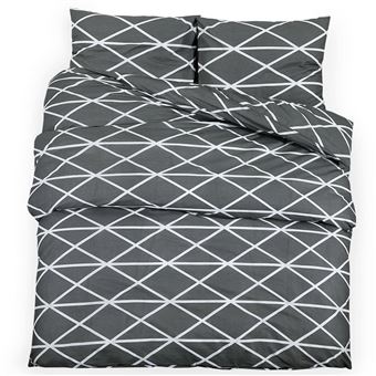 Conjunto capa de edredão vidaXL | 140x200 cm | algodão cinza - 1