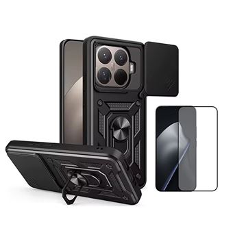 Kit Película de Vidro Temperado Gorilasglass + Capa de Proteção Militar Magnética Janela Gift4Me para Xiaomi 15T Pro 5G - Preto - 1