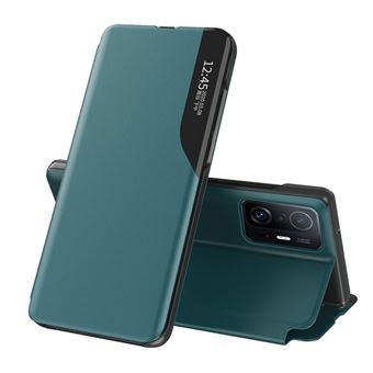 Capa PU Textura de lichia com Suporte e janela de visualização Verde para Xiaomi 11T/11T Pro - 1