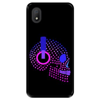 Capa Tpu Hapdey para Alcatel 1B 2020 | Design Neon Led Display | Uma Caveira com Fones de Ouvido - Preto - 1