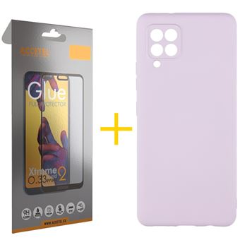 Conjunto 1 x Película de Vidro Full + Capa para Samsung A42 4G  | Silicone Líquido - Roxo - 1