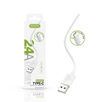 Cabo Type-C Accetel CU-1907 para Apple iPhone 16 Pro 1.0m. 2.4A Slim Size | Branco - 1