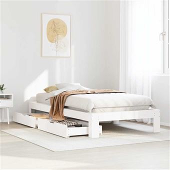 Cama sem colchão vidaXL | 100x200 cm | madeira de pinho maciça branco - 1