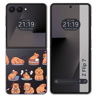 Capa Tumundosmartphone de Silicone Transparente para Samsung Galaxy Z Flip 7 5G com Estampa de Capivara 01 desenhos - 1