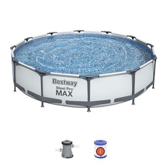 Piscina Tubular Removível Bestway Steel Pro Max | 366x76 cm | Purificador de Cartucho 1,249 l/h - Branco - 1