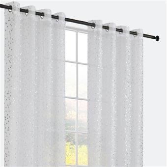 Cortinas BOD HOME Dolly com Estrelas Prateadas | Branco Cinzo | 140x260cm - 1