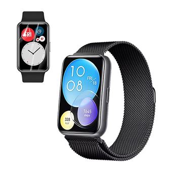 Kit Bracelete Milanese com Fecho Magnético + Pelicula de Hydrogel Gift4Me para Huawei Watch Fit SE | Preto - 1