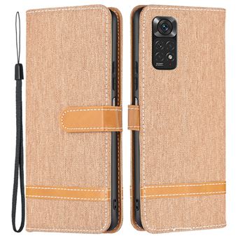 Capa PU textura de calças de ganga com apoio, castanho Magunivers para Xiaomi Redmi Note 11 4G (Qualcomm) - 1