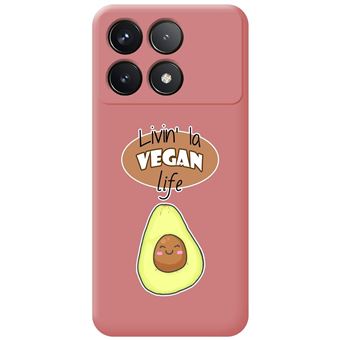 Capa de silicone líquido rosa TUMUNDOSMARTPHONE para Xiaomi Poco F6 Pro 5G Vegan Life desenhos de design - 1