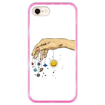 Capa Hapdey para iPhone 7 - 8 Design Planetas na Mão em Silicone Flexível e TPU Cor-de-Rosa