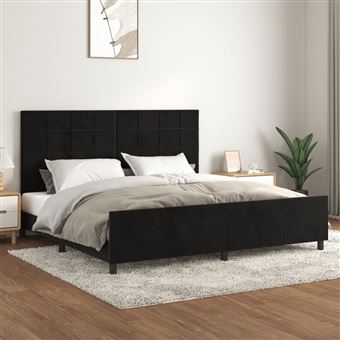 Estrutura de Cama com Cabeceira vidaXL | 200x200 cm | Veludo preto - 1