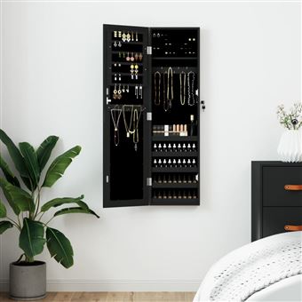 Móvel para joias de parede espelhado vidaXL | 30x8,5x106 cm | preto - 1