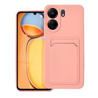 Capa de Silicone Líquido Tumundosmartphone com Suporte para Cartão para Xiaomi Poco C65 rosa - 1