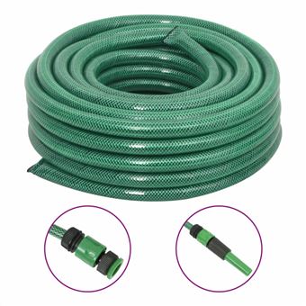 Mangueira de jardim vidaXL | com conjunto de encaixe 0,75'' | 30m | PVC verde - 1
