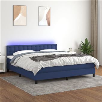 Cama box spring com colchão e LED vidaXL | 180x200 cm | tecido azul - 1