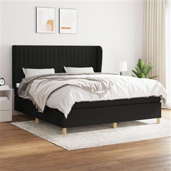 Cama com molas e colchão vidaXL | 160x200 cm | tecido preto - 1