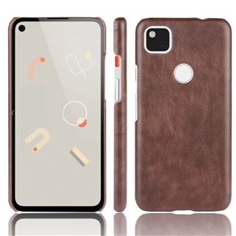 Capa Magunivers e Tpu + Pu Lichia Pele Revestida Rígido Marrom para Google Pixel 4A - 1