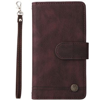 Capa Pu magunivers Padrão de Listras com Ranhuras para Cartões e Bolso com Fecho de Correr Castanho para Iphone 12/12 Pro 6.1'' - 1