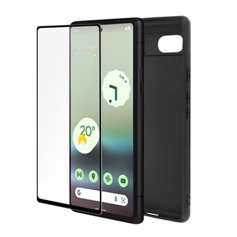 Capa Avizar para Google Pixel 6a Silicone - Preto e Película vidro temperado 9H contorno - Preto - 1