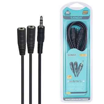Cabo Audio Splitter 3.5mm M - 2 F Sanda SD-7234 | 1.5 m - Preto - 1