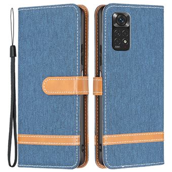 Capa PU textura de calças de ganga com apoio, azul marinho Magunivers para Xiaomi Redmi Note 11 4G (Qualcomm) - 1