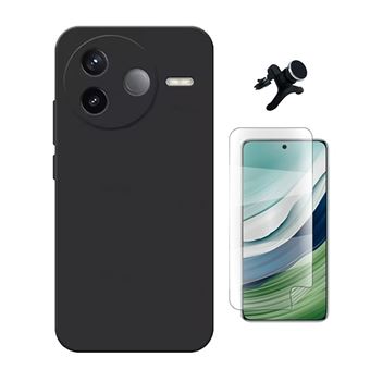 Kit Película Protectora de Hydrogel Frente + Capa Proteção Silicone + Suporte Reforçado de Carro GIFT4ME para Xiaomi Poco F7 Pro | Preto - 1